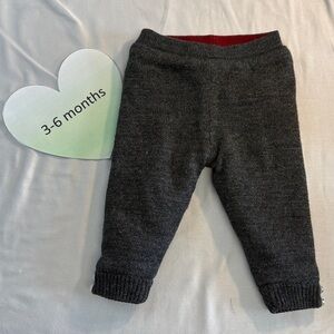 Yellow Apple - 3-6M Cozy Grey Knit Kids Bottoms w/ Sherpa Lining
